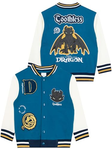 How To Train Your Dragon Boys Jacket, Toothless Boys Bomber Jacket, Baseball Jackets For Kids, Blue 8-9 Years