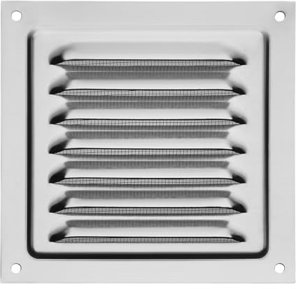 SOTECH ventilación de aluminio 125 x 125 mm aspecto acero inoxidable | con mosquitera Rejilla de extracción de aire atornillable