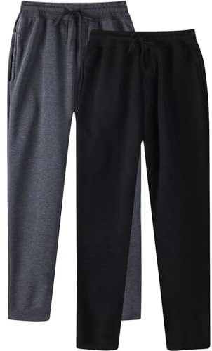 Generico Confezione da 2 Pantaloni Tuta Uomo Lunghi in Cotone Traspirante Leggero Elastico in Vita Pantaloni Sportivi da Jogging con Coulisse per Il Tempo Libero Pantalone da Lavoro