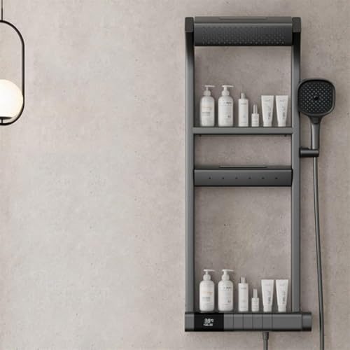 Panneau de douche thermostatique colonne colonne - Pomme de douche à effet pluie avec 12 jets de massage réglables, accessoires de salle de bain en acier inoxydable