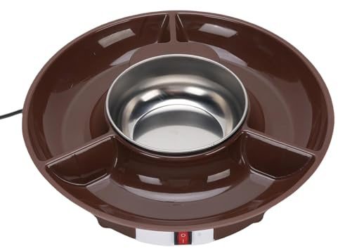 HELEVIA Crisquero de Chocolate Eléctrico Portátil, Acero Inoxidable de Acero Inoxidable de 25 W Juego de Fondue de Fondue, para Mojar las Fresas de la Decoración de la Llovizna (EU enchufe 220V)
