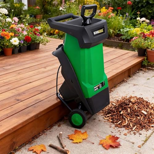 CUTANGELAR Cippatore Legno Elettrico, 2400W Ad Alte Prestazioni con Si-stema Raccolta, Capacità Rami 40mm, Design con Ruote per Trasporto Semplice in Giardino.
