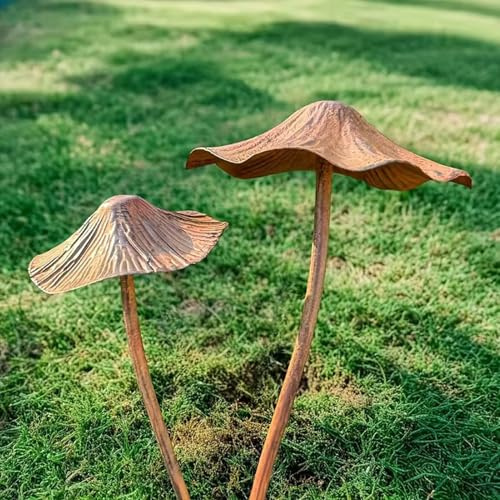 FUFRE Pilze Deko Herbstdeko Outdoor, Herbst Deko Pilze Rostdeko Gartendeko, Rost Pilz Dekoration Groß, Gartendekoration Plugin Metall Wetterfest, Dekopilze Gartenstecker für Draußen Garten Hof (A)