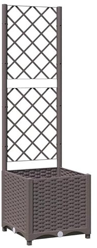 Pot de fleurs avec treillis 40 x 40 x 136 cm – Pot en polypropylène solide pour jardin et balcon – Résistant aux intempéries et durable – Idéal pour les plantes grimpantes