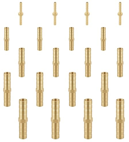 20 Stück Messing Schlauchverbinder set, Kraftstoffleitung Verbinder | Schlauchverbindern, (4mm/6mm/8mm/10mm/12mm), Schlauch Verbindungsstück für Wasserleitung Ölleitung Luftleitung Kraftstofflei