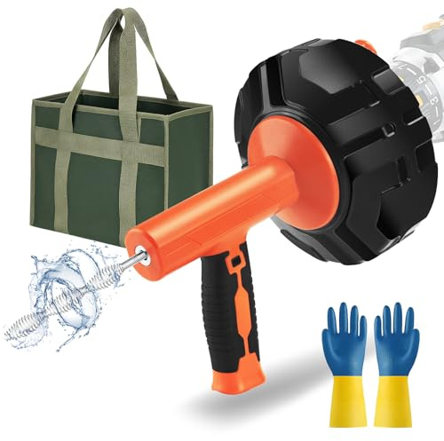 Rohrreinigungsspirale - Automatik Funktion- Ideale Abflussspirale mit automatischer Zuführung-15m elektroplattierte Feder - Ideal für Küchen- und Badezimmerabflüsse -DIY-Enthusiasten