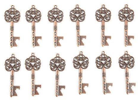Naroote Set Apribottiglie con Chiave Vintage 12 Pezzi Apriscatole Unici per Matrimoni, Feste, Celebrazioni, Lega di Rame