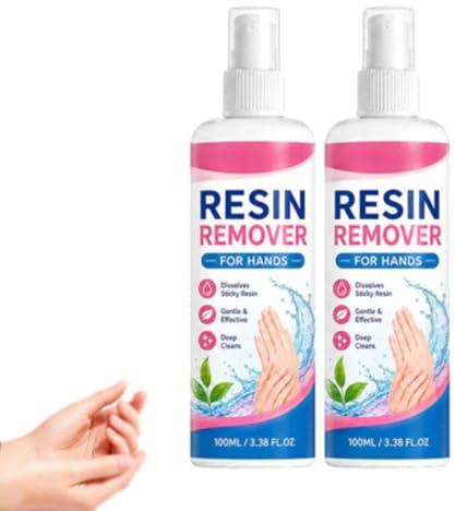 Gentle Resin Remover for Hands, Resin Remover Spray, Harzlösendes Reinigungsspray – löst sofort klebriges Epoxid- und UV-Harz, sicher für empfindliche Haut, verursacht keine Reizungen，2PCS