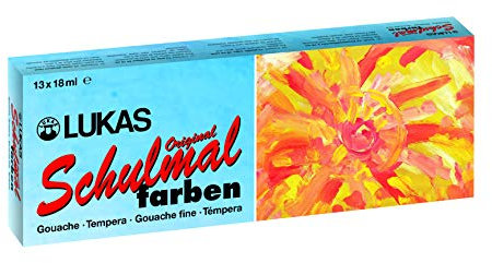 LUKAS K109813 Schulmalfarbe, Grund- und Zusatzfarben, 13er Set, 18 ml