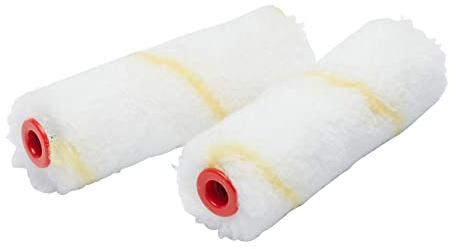 Fit For The Job 2er-Pack gewebte Mini-Farbroller mit mittlerem Flor, 100 mm | für Heimwerker-Streicharbeiten, sorgt für glattes Finish beim Streichen mit Dispersionsfarben an Innenwänden und Decken