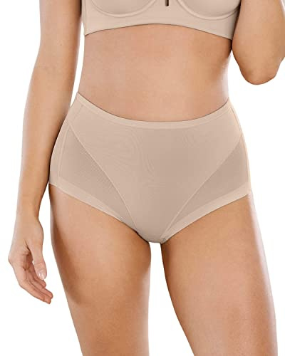 Leonisa Bragas Moldeadoras Invisibles, Cintura Alta, Control de Abdomen, Ropa Interior para Mujer, Beige, XXL