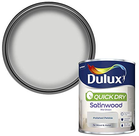 Dulux 5211306 Quick Dry Satinwood Paint For Wood And Metal - Polished Pebble 750Ml