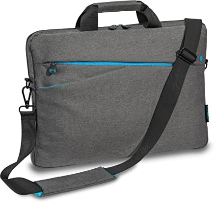 Pedea - Laptoptasche *Fashion* Notebook-Tasche bis 17,3 Zoll - Laptop Umhängetasche mit Schultergurt - Laptophülle grau - Notebooktasche für Damen & Herren