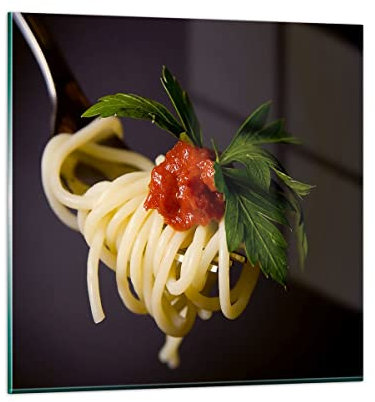 Quadro su Vetro Italia pasta spaghetti Stampe da Parete in Vetro 30x30cm Quadri Moderni Soggiorno Camera da Letto Cucina 1 pezzo Piccoli Decorazione Murale Wall Art Grafica Immagini GAC30x30-1307