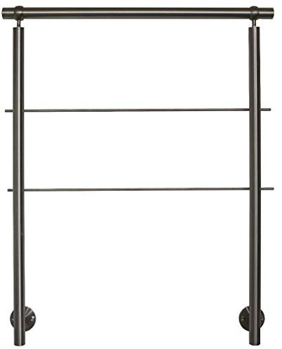 TIBU Geländer Edelstahl Handlauf für seitliche Montage 0,8m - 5,95m für Treppe Balkon Terrasse mit waagerechte Streben - Variante: Länge 120 cm mit 2 Pfosten und 2 Streben Seitenabstand 70mm