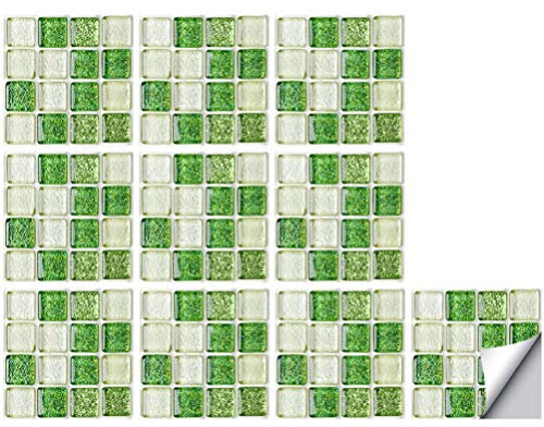 BESPORTBLE 10st Simulierte Fliesenaufkleber Küchenrückwandfliesen Mosaik-wandfliesen Hauswand Mosaik-wandaufkleber Backsplash Aus Grünen Fliesen Mosaikfensterfolie Öl 4x Entfernbar Spalte Pvc