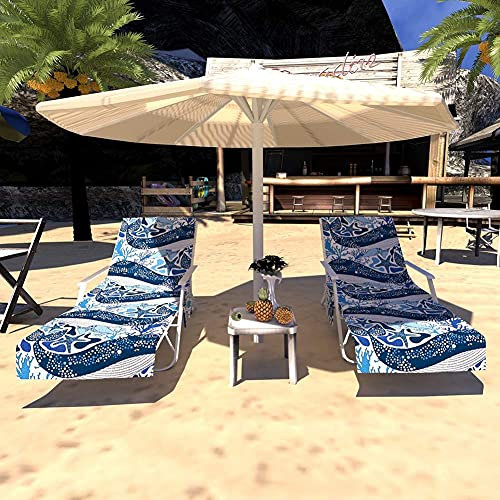 KiKiYe Quick Dry Towel Covers For Hotel Holiday Beach Towel Chair Covers Pool Lounges Chair Covers Towel With Pockets Beach Towel Covers For Chaise Lounges Chairs Green Leaves