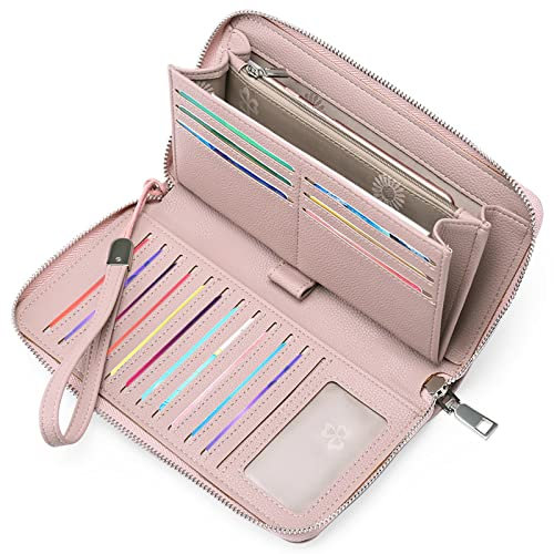 GAEKEAO Damen Geldbörse, große Kapazität Leder Damen Geldbörsen Reißverschluss Kupplung mit RFID-Blockierung und Mehreren