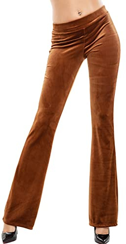 Toocool Pantalones Mujer Campana Ajustados Pata de Elefante Terciopelo Pana Cintura Alta Elásticos Elegantes VI-82148 [XL, Marrón]