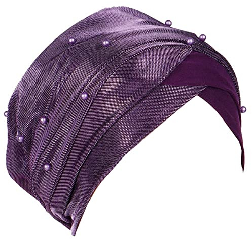 YOFASEN Bonnet Musulman pour Femmes - Casquettes Turban Musulmanes Foulard Couverture de Cheveux Hijabs Bandana Bonnet pour la Perte de Cheveux Chimio, Violet