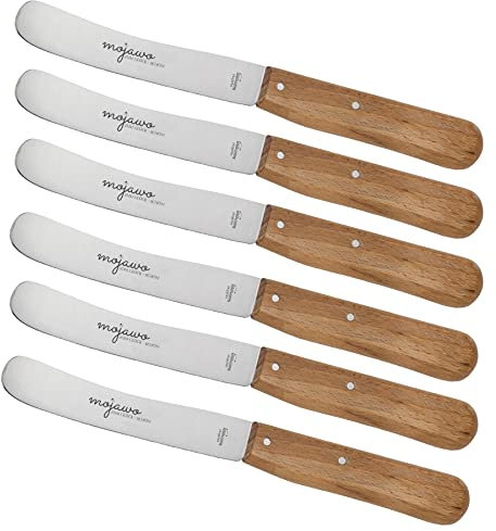 Mojawo® 6 Stück Scharfes Frühstücksmesser Tafelmesser Buttermesser Buckelsmesser Rostfreie Qualität aus Solingen