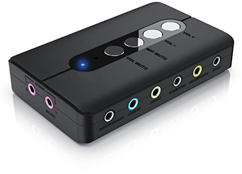 CSL - USB Externe Soundkarte, 7.1 Surround Sound, USB Audio Stereo Adapter, External Sound Card, für PC, Windows
