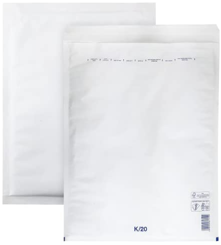 Netuno 50x sobres acolchados con burbujas de aire blancos DIN 20/K 370x480mm sobres de burbuja de aire autosellados reciclables resistentes al desgarro bolsa embalaje envíos postales tránsito ropas