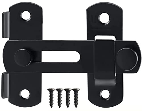 Litensh Verrou de porte exterieur, Loquet de porte de grange crochet porte coulissante acier inoxydable,verrou porte coulissante crochet sécurité porte pour fenêtre armoire à vin salle de bain noir