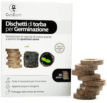 GebEarth® - Dischetti di Torba per Germinazione, Confezione da 24 pz di Dischetti di Torba, ideali per far germinare tutti i tipi di semi [Aumenta in modo significativo il tasso di germinazione]