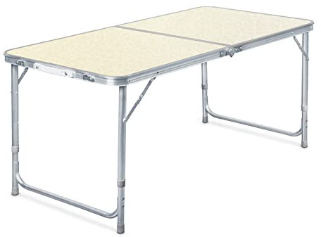 Toboli Campingtisch klappbar 120x60x70cm höhenverstellbar 54/61/70cm Klapptisch Aluminiumrahmen und Tischplatte aus MDF tragbarer Multifunktionstisch Buffettisch Camping Tisch Garten faltbar
