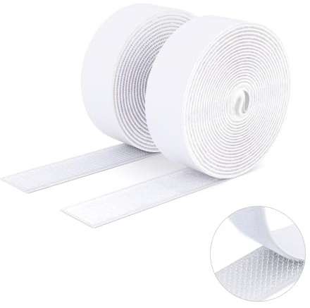 SUTOUG Klettband mit selbstklebend, 30 mm x 3 m, strapazierfähiges Hakenband und Schlaufenband, extra starker doppelseitiger Klettverschluss, Wandklebestreifen für den Innen- und Außenbereich, Weiß
