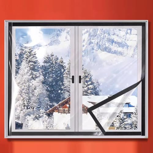 Fenster Isolierfolie Thermo Cover,Planen-Isolierfolie,Kälteschutzfolie Fenster,Transparente Isolierte Fensterfolie,Wiederverwendbare Energiesparfolie,für Zuhause,Büro (80x80cm/31x31)