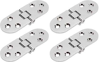 VTOSEN 4 Stück 180 Grad Scharniere Klappbar, Edelstahl Klappenscharnier, 2.2mm Aufschraubscharnier für Klapptisch, Schrank, Garderobe, Türen (Silber)(Silber)