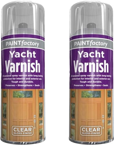 PNJB All Purpose Yacht Varnish 400ML - Professional Gloss Finish Spray Wood Colour Paint, Interior, and Exterior Surfaces - Fast Drying Sealer - Easy to Apply (Pack of 2)