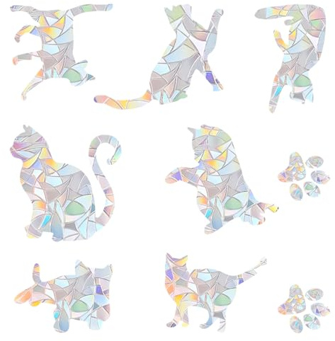 4 Sheets 36pcs Anti-Collision Window Stickers for Birds, Rainbow Prism Window Clings for Stickers Static Anti Bird Strike Window Decals to Prevent Bird Strikes on Window Glass