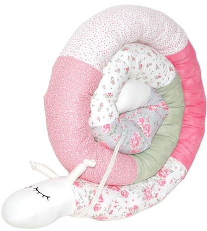 Bettschnecke/Bettschlange XXL (Motiv Rosen rosa) Länge 250cm*Seitenschläferkissen, Stillkissen