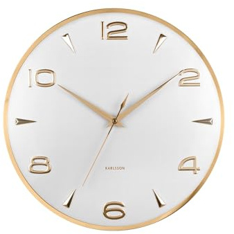 Karlsson Wanduhr Sienna Glow - Weiß - 40.6x5x40.6cm | Rund - skandinavisch - Eisen - Wanduhr Modern Wohnzimmer - Wanduhren
