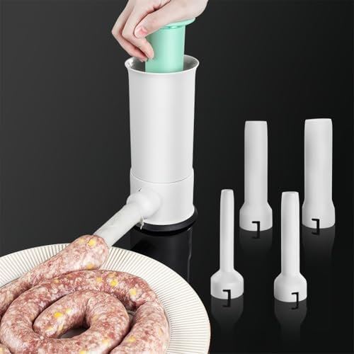 Sausage Stuffer Machine w/4 Stuffing Tubes, Meat Stuffer Sausage Filling, Homemade Manual Vertical Sausage Maker Tool Kit for Household Kitchen(A)