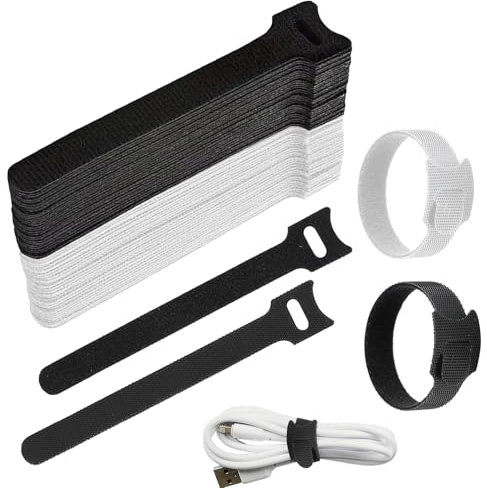 60PCS Reusable Cable Tidy Straps Cable Management 6 * 1.2 Cord Organizer Multi-Purpose Cable Ties Adjustable Zip Ties Replacement Wire Ties Cable Ties for Computer,Electronics,Home,Office