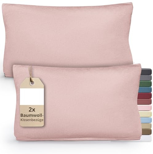 Greenline 100% Baumwolle 2er Set Kissenbezug 40 x 80 cm Rosa | Kissenhülle, Kopfkissenbezug für Kissen