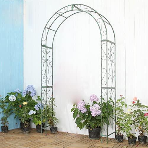 Arco da giardino in metallo, stile vintage, pergolato, pergolato, per cortile, terrazza, prato, decorazione retrò ad arco di rose, verde