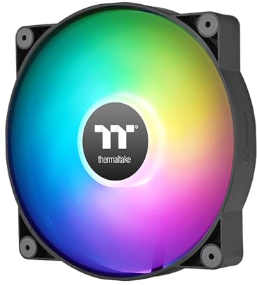 Thermaltake CT200 ARGB PWM Fan Single Pack, PWM Controlled 500~900 rpm, 5V Motherboard Sync, 16.8 Million Color 9 Addressable LEDs, Airflow 131.6 CFM, Hydraulic Bearing, 200mm, Black, CL-F179-PL20SW-A