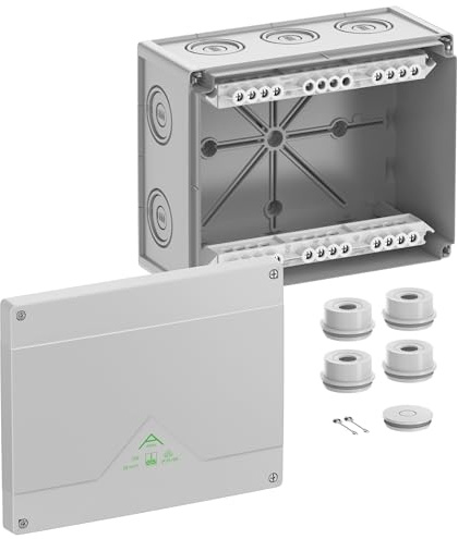 Spelsberg Abox 250-25² Abzweigdose, Kabelabzweigkasten, Feuchtraumdose, mit Klemme, IP55/IP66, 252 x 202 x 120 mm, 25 mm², für Innenbereich und geschützten Außenbereich