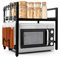 Jomdjmskes Mensola Microonde, Scaffale Cucina Estensibile 2 Livelli con 6 Ganci, Regolabile Microonde Scaffale, Cucina Salvaspazio Organizzatore Ripiani, Mobiletto Cucina Retrattile 40-64cm