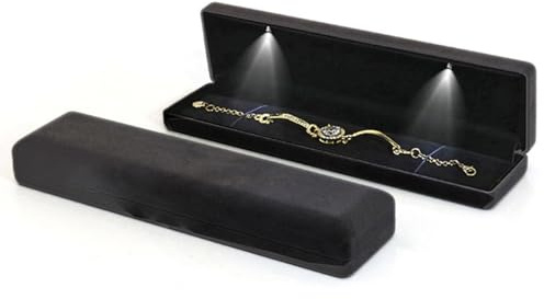 HSLFUAI Scatola portagioielli di lusso con luce Confezione regalo in flanella con illuminazione a LED per anello, catena o bracciale, scatola di alta qualità per fidanzamento