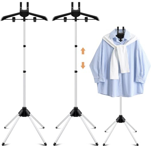 Patelai 2 Pack Adjustable Shirt Display Stand 32-63 Inch, Foldable Clothing Display Stand Mannequin Torso for Retail Vendors, Multi-use Steamer Rack for Clothes Garment