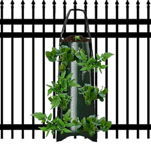 Jardinera colgante para tomates,Bolsas de cultivo para fresas al revés | Accesorio de siembra para frutas y verduras Flores chiles al aire libre Balcón terraza jardín al aire libre