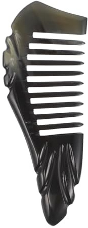 Healvian Natürlicher Hornkamm mit Breiten Zinken für Frauen aus Echtem Büffelhorn Schwarz 13-14cm Widerstandsfähig für Sanfte Kopfhautmassage und Müheloses Styling