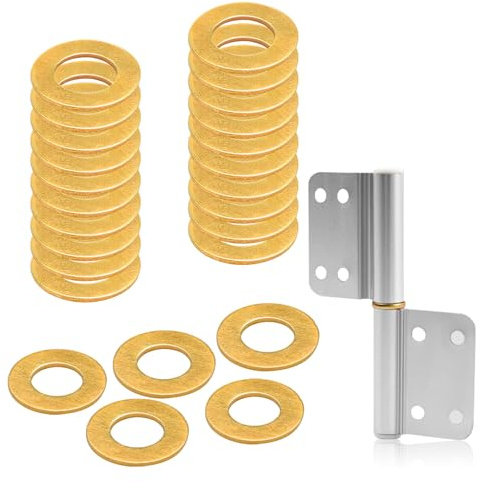 25 Stück M10 Messing Flach Unterlegscheiben, M10x20x1,5mm Montageringe | Messing Dichtung Unterlegscheibe, Fitschenringe Zimmertüren Unterlegscheiben Türscharnier, O Distanzscheiben für Schrauben