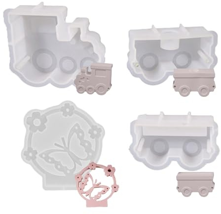 Moules en silicone en forme de train pour figurine de bougeoir pour fabrication artisanale